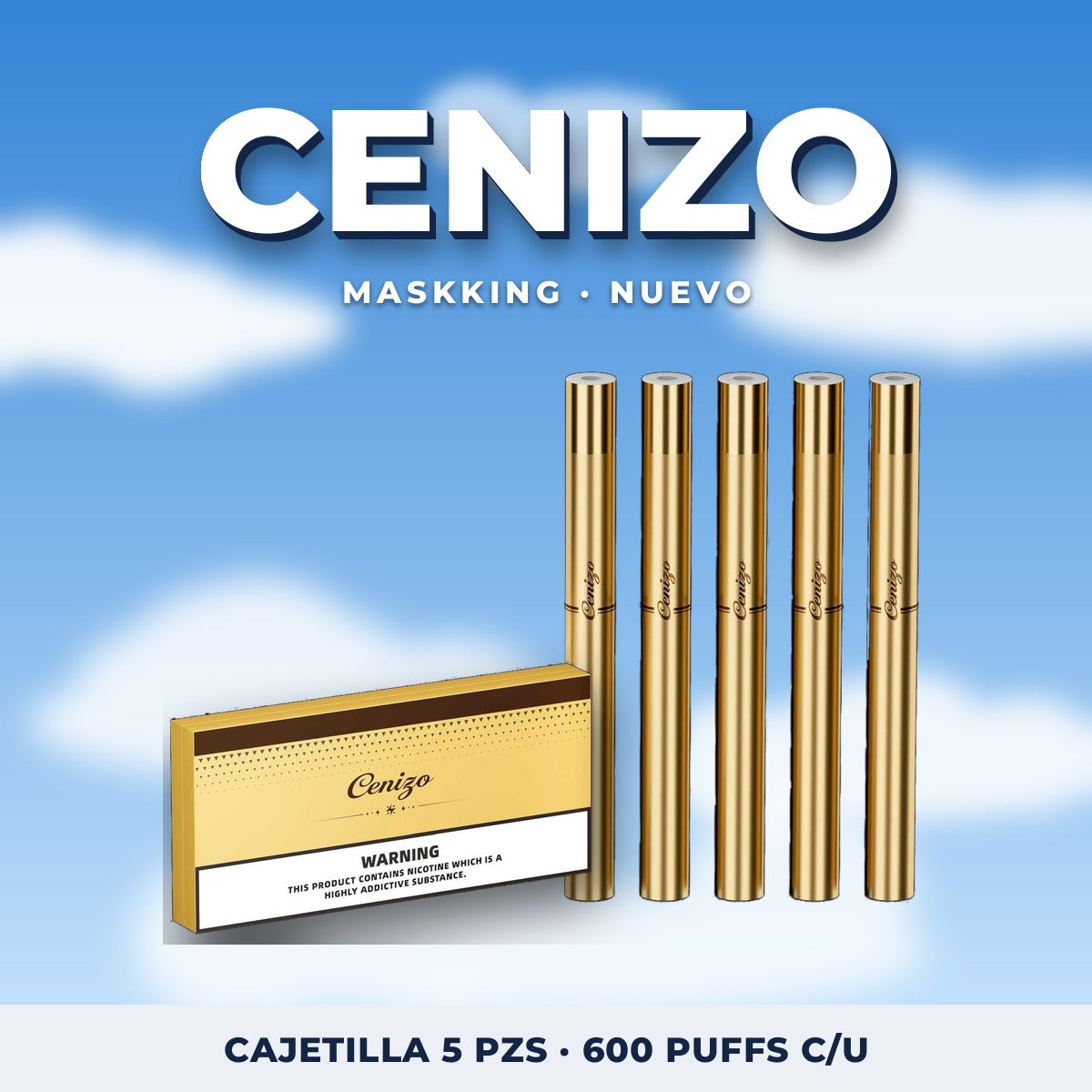 Colección Maskking Cenizo: cajetilla de 5 piezas, 600 puffs cada una