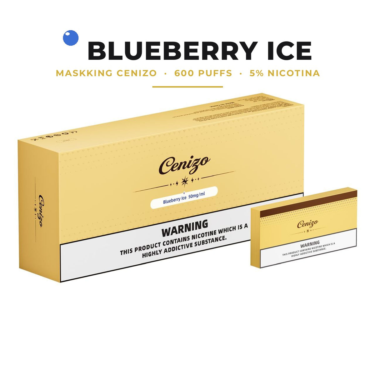 Maskking Cenizo sabor Blueberry Ice, 600 puffs, cajetilla 5 piezas
