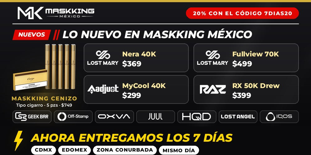 Lo nuevo en Maskking México: Cenizo, Lost Mary, Adjust y Raz · entregamos los 7 días